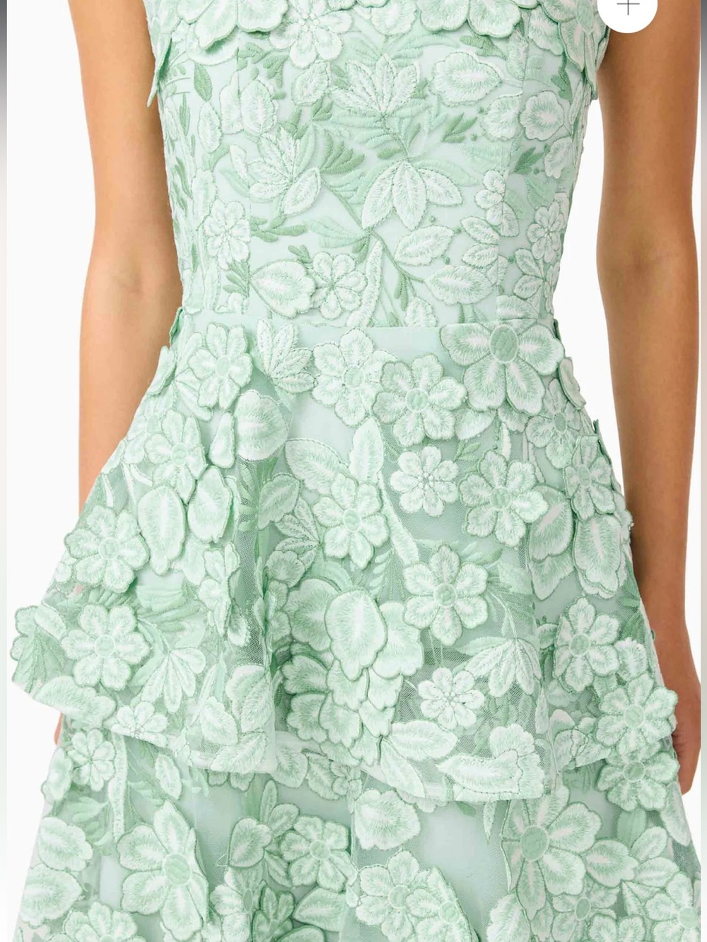 elliatt roseate green 3d floral lace applique strapless tiered maxi dress large - Picture 5 of 14